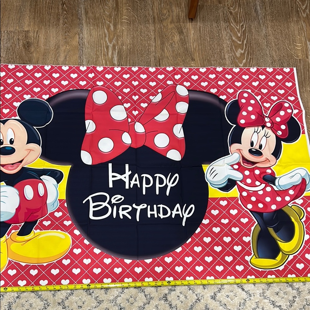 Disney Mickey and Minnie Mouse Party Backdrop - Red, Black, Yellow
